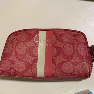 Coach Signature Pink and Cream Pouch